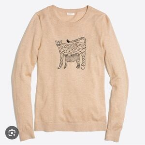 Jcrew Embroidered Cheetah Teddie Sweater